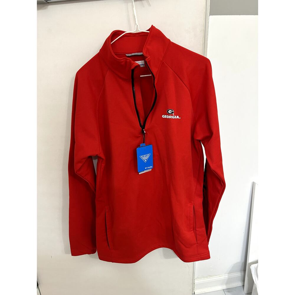 Columbia PFG Red UGA Georgia Bulldogs Quarter Zip size S